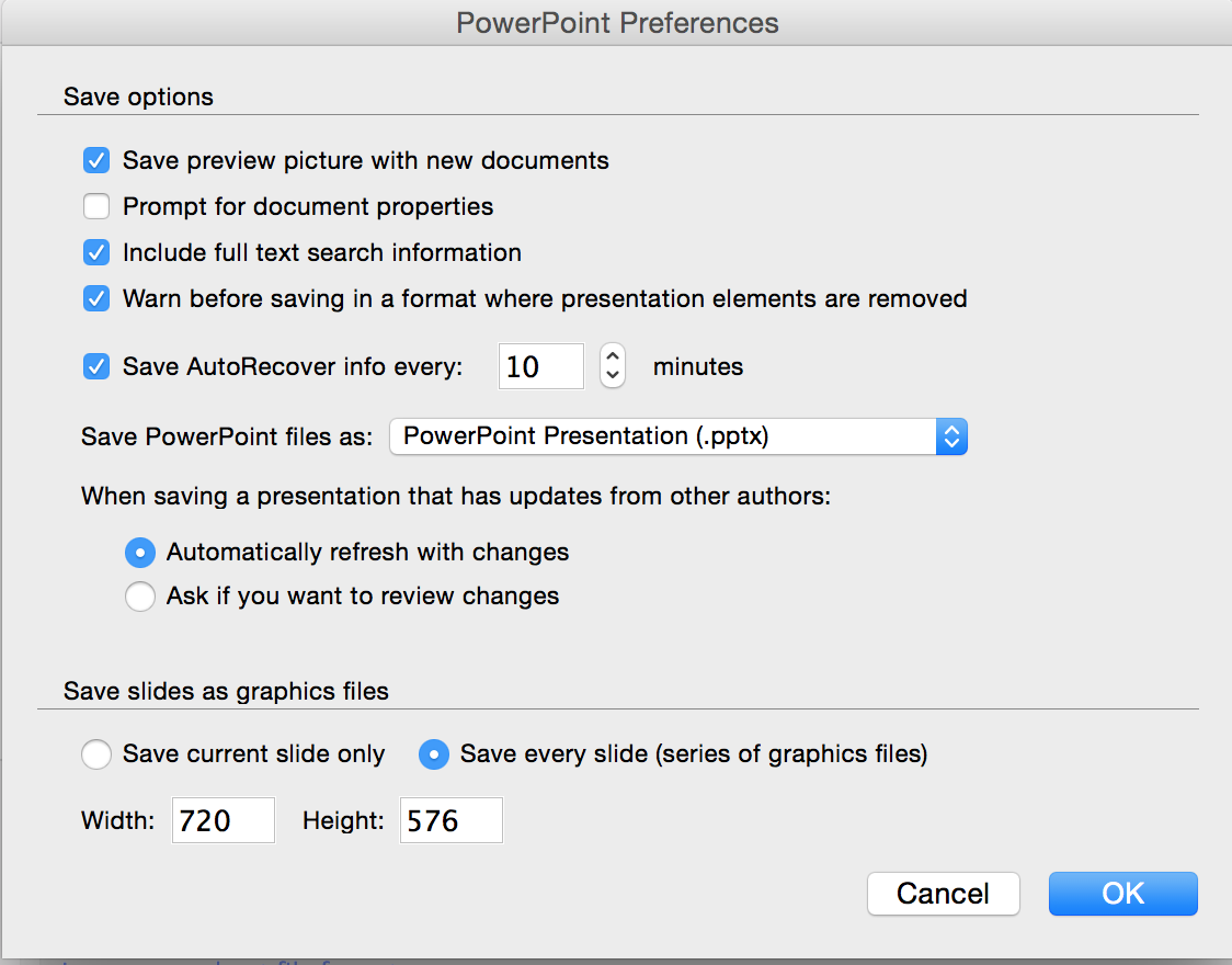 powerpoint for mac saving as pdf formatting